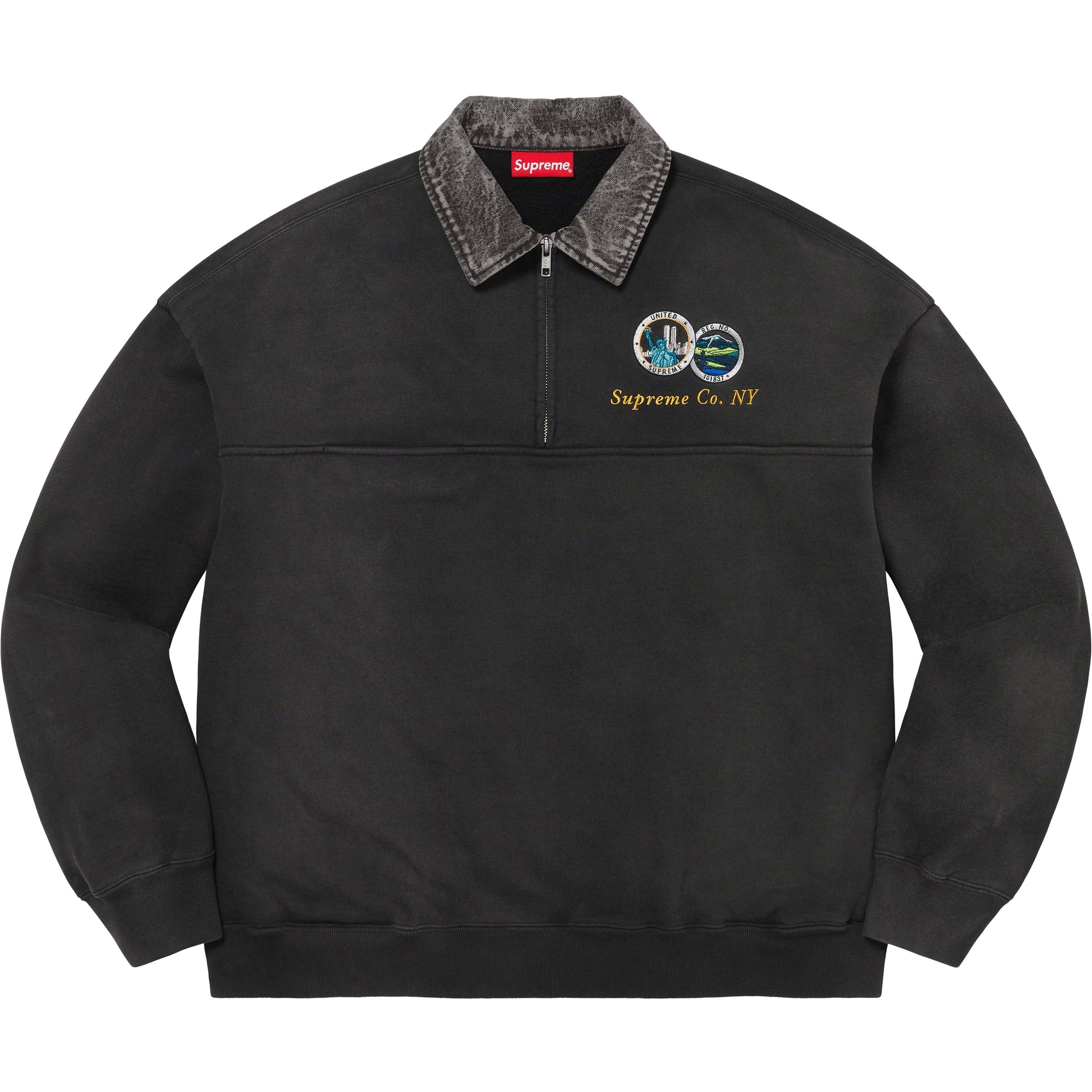 Denim Collar Half Zip Sweatshirt view 8
